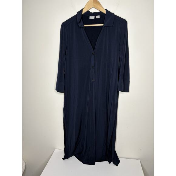Chicos Travelers Size 2P US 12/14P Duster Cardigan Long Sleeve Blue 3 Button - Picture 1 of 11
